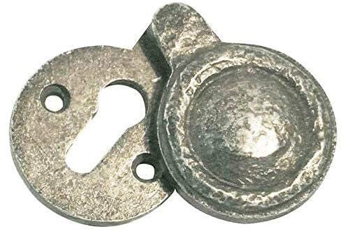 EUROART Handforged Iron Traditional Pewter Door Keyhole Escutcheons Lock Cover (Covered Escutcheon, Standard, Grey)
