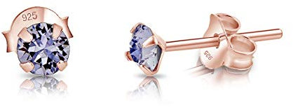 Orecchini Lilla - Orecchini Oro Rosa - Orecchini Punto Luce Argento 925 Placcati Oro Rosa - Orecchini con Brillantini - Orecchini Lobo Donna - Orecchini Bambina - Orecchini Colorati