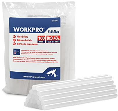 WORKPRO Full Size Hot Glue Sticks, 100-Pack, 0.43 x 8 Inches