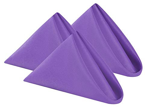 Stoffservietten, 50,8 x 50,8 cm, waschbar, Polyester-Servietten, weiche Tischservietten für Hochzeit, Party, Esszimmer, Bankett (lila, 50 Stück)