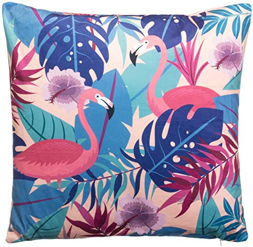 Brandsseller Sofakissen Dschungel 45x45 cm mit Füllung und Reißverschluss Samt Dekokissen Flamingos/Rosa