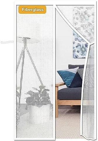 Orumrud Magnétique Moustiquaire Porte 70x200 cm, Moustiquaire pour Porte Fenetre Anti Moustique Porte Moustiquaire Magnétique Rideau Porte Patio, Fibre de Verre Renforcé, Fermeture Automatique Blanc
