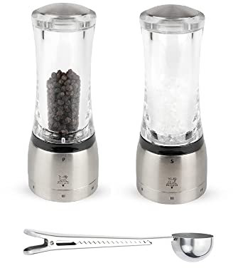 Peugeot Daman U'Select Shaftless 6.5 Inch Salt & Pepper Mill Gift Set, Stainless Steel - With Scoop