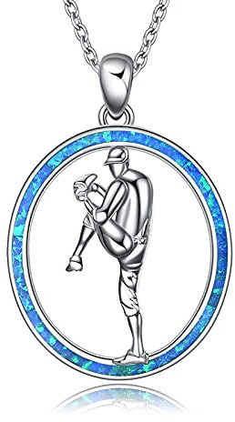 YAFEINI Baseball Halskette Sterling Silber Jugend Sport Baseball Spieler Anhänger Halskette Schmuck Geschenke für Männer Damen