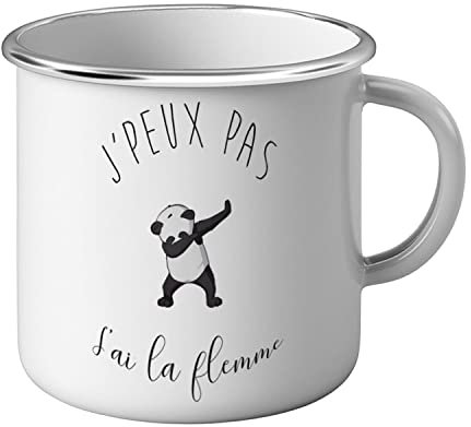 Mug Métal Tasse J'Peux Pas J'Ai La Flemme Humour Dessin le Dab du Panda Animaux