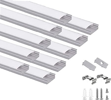 Besseto LED Profil10 x 1,5m,U-Form Streifen Licht Diffusor Aluminium Profil Kanal mit milchiger Abdeckung,Endkappen und Montagehalterung,LED Aluprofil für Stripes/Streifen Licht