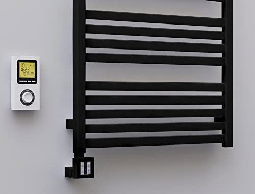 anapont elektrischer Premium Badheizkörper Marlin - gerade - schwarz- Timer-Funktion - Handtuchheizkörper - Badheizung elektrisch - Handtuchheizung - Made in Germany (1680h x 450b, Farbe)