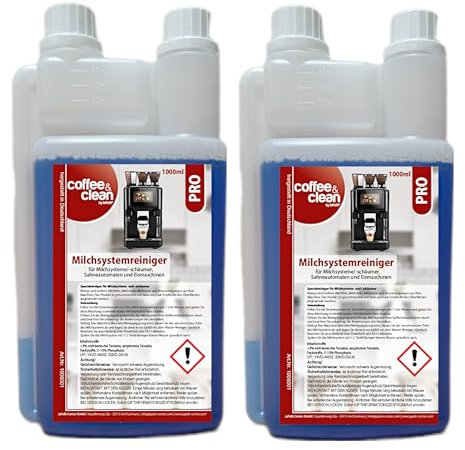 JaPeBi 2x 1 Liter Milchschaumreiniger Milchsystemreiniger Coffee&Clean für Kaffeevollautomaten, Milchschäumer, Sahneautomaten
