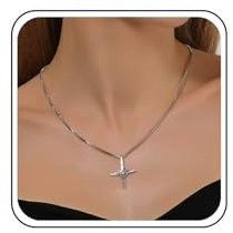 Inilbran Punk Cz Kreuz Anhänger Halskette Silber Kristall Kreuz Halskette Choker Vintage Jesus Kreuz Halskette Kette Minimalistisch CZ Stern Kette Halskette Box Kette Halskette Schmuck für Frauen