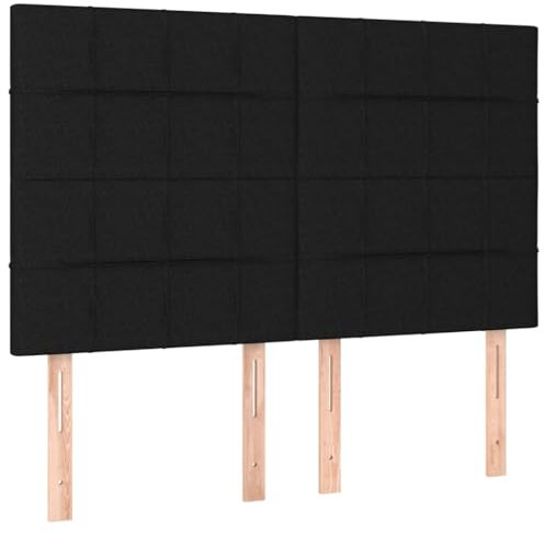 vidaXL Kopfteil 4 STK., Bettkopfteil mit Holzbeinen, Höhenverstellbar Polsterkopfteil für Bett, Betthaupt Bettzubehör Schlafzimmer, Schwarz 72x5x78/88cm Stoff