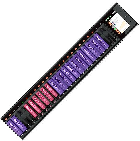 LIMETA 24-Slot Intelligentes Akku Ladegerät AA AAA Universal USB Type-C Batterieladegerät LCD Display Wiederaufladbare Schnellladegerät Akku Batterien Li-lon LiHv NI-MH NI-Cd
