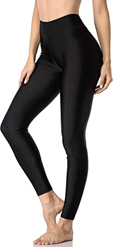 Attraco Lang Badehose Damen Schnell Trocknendes Sporthose UV Schutz Schwimmhose Sports Leggings Schwarz XL