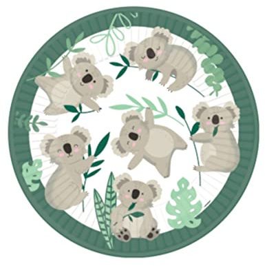 amscan Koala Pappteller, 23 cm, 8 Stück, Verte