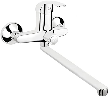 Wandarmatur Badewanne Wannenarmatur mit Umsteller Schwenkauslauf und Anschluss für Brauseschlauch