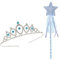 EQLEF Prinzessin Krone Mädchen, Royal Blue Kinder Tiaras und Wand Set Mädchen Kristall Geburtstag Krone Prinzessin Dress up Fee Stäbe und Kronen Mädchen Schmuck Geschenk für 3-12 Jahre alt