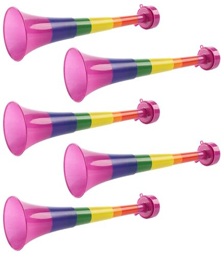 Rainbow Pride Vuvuzela - Pack of 5-27cm Long Noisemaker in Rainbow Colours - Perfect Accessory for Pride Month, Pride Marches and Pride Events