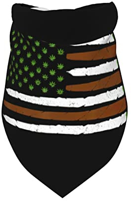 USA-Flagge, Marihuana, lustige Weed-Blatt-Flagge, Cannabis, Stoner 420, Frühlings-Hunde-Bandanas für Mädchen, großes Welpen-Kopftuch, verstellbare, weiche Dreiecks-Lätzchen, Zubehör für kleine, Mitte