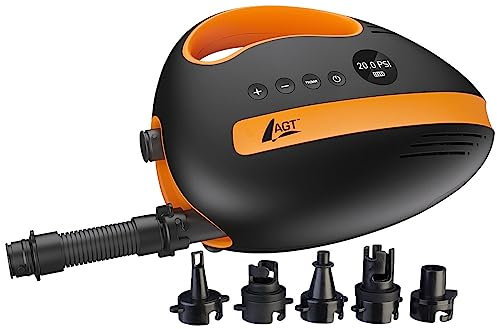 AGT Akkupumpe SUP: Akku-Luftpumpe für SUP-Boards, 350 l/Min., 3X 4.000 mAh, USB, 12 V (Accu Pumpe für, Elektrische Pumpe, Kompressor)