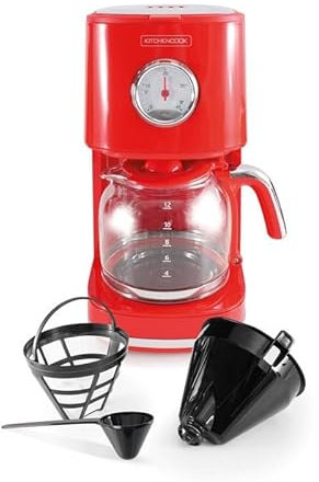 Kitchencook - Cafetière Filtre Rétro 1,5l - Filtre Réutilisable Nylon - Arrêt Automatique - Maintien Au Chaud
