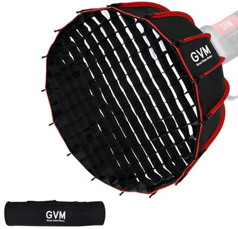 GVM 60cm/24 Zoll Parabolic Softbox Bowens Mount, Quick Setup Folding Softbox mit Diffusor kompatibel mit PRO SD200B SD300B SD400B SD500B SD650B/ und Anderen Bowens Mount Dauerlicht und Studioleuchte