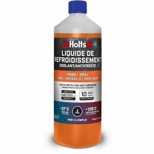 Holts HAFR0009B Liquide de Refroidissement antigel pour Voiture Ford Opel, WSS-M97B44-D/GMW 3240, durée de Vie de 10 Ans, Protection jusqu'à -37 °C, Orange, 1 Litre