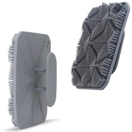 Brosse de Douche Douce pour le Corps en Silicone, Brosse Exfoliante pour Bain & Douche, Nettoyage Efficace & Hygiénique, Brosse de Massage (Gris)
