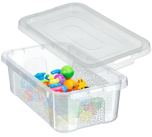 KADAX Rechteckige Aufbewahrungsbox mit Deckel, Aufbewahrungsbehälter, Stapelbehälter, Plastikbox, Kunststoffbox, Platzsparende Aufbewahrungskiste (4,5L, Transparent)