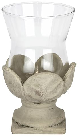 Flair Flower Portavelas con Cristal y Terracota, Aspecto Antiguo, portavelas para terraza, jarrón Decorativo, decoración de jardín, Navidad, farolillo, Objeto Decorativo, jarrón de Trofeo, Accesorio