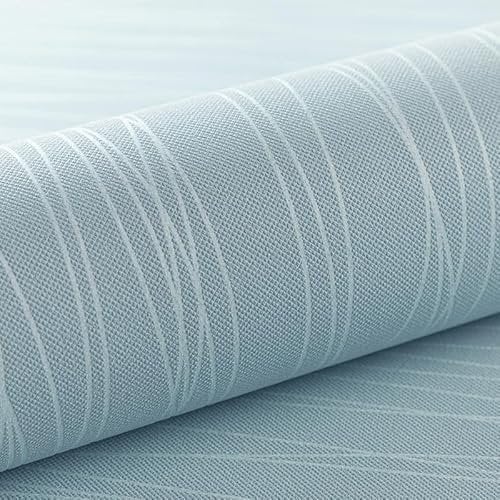 Snewvie Striped Wallpaper Blue Plain Textured Wallpaper Non-Woven 3D Embossed Glitter Geometric Wall Paper for Bedroom Adults Teenager Living Room Lounge Hallway Stairs