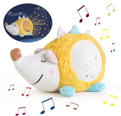 Acaino Luce Stellare Proiettore per Bambini, Riccio di peluche per dormire con 10 ninna nanna e controllo del volume, Luce Notturna Proiettore per Regalo Neonato, Compleanno, Regali Natale (Riccio)