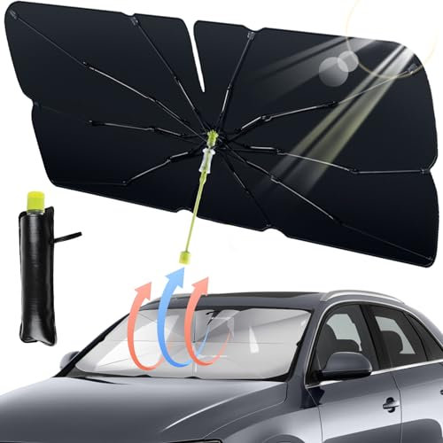 Parasol Paraguas Coche, Parasol Coche Delantero Plegable Protección UV y Aislamiento Térmico para Sol para Coches para Mayoría de Coches-57 * 31