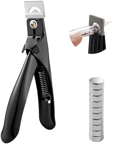 TYFYH Acrylic Nail Clippers with 10Pcs Magnets, Accurate Trimming Nail Clipper, Tip Cutters for Fake Gel Nails, Professional Stainless Steel Manicure Tool for Salon Home Nail Art