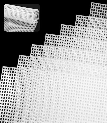 Yulado Lona de Malla de Plástico Blanco, 7 Piezas Hojas Plastic Canvas, Malla Plastico Manualidades para Hacer Bolso Lienzo de Bordado Tela Crochet Punto de Cruz a Mano Proyectos de Ganchillo.