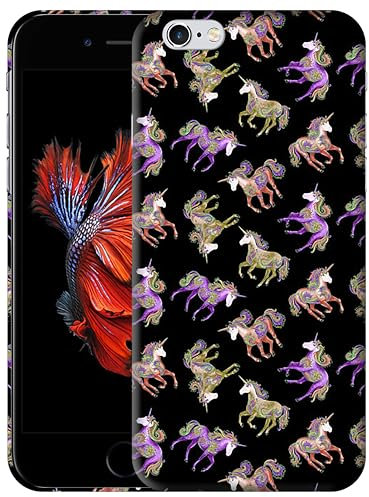 GlamCase for iPhone 6 / 6S, iPhone 6 / 6S Case - Unicorn Pattern Design Printed Slim & Sleek Cute Hard Plastic Snap on Protective Designer Back Phone Case/Cover for iPhone 6 / 6S White