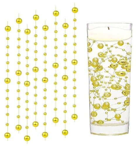 18 Pezzi Perle dorato, Floating Pearls Beads, Centrotavola Natalizio, Perle Galleggianti per Vasi, per Vaso, Riempitivo per Bottiglie d'Acqua, Matrimonio, Decorazione Centrotavola (1.2M)
