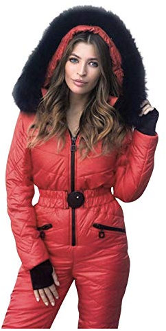 Damen-Skianzug, Einteiler, Schneeanzüge für Damen, einteiliger Ski-Overall, wasserdicht, winddicht, Winter, warm, einteiliger Skioverall, Thermo-Skibekleidung, warme Schneesets, hot pink, XL