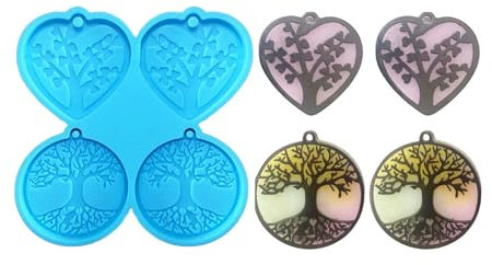 NIHENHAO Moule en silicone 3D en forme de papillon pour résine époxy, arbre de vie, porte-clés, pendentif, fabrication de bijoux - arbre