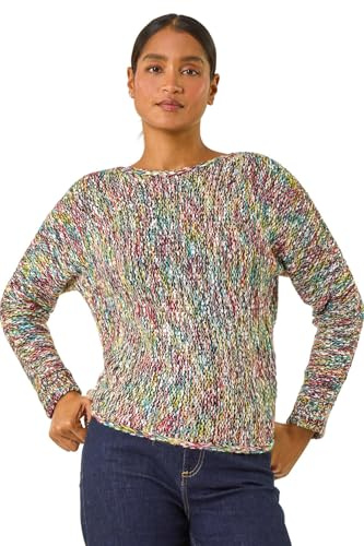 Roman Fluffy Yarn Jumper for Women UK Ladies Thick Sweater Warm Cosy Chunky Knitted Pullover Winter Furry Casual Smart Textured Everyday Cuddly Soft Knitwear