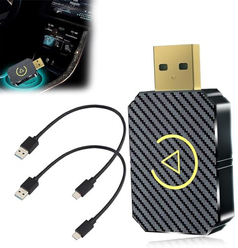 AOUZOVLI Adaptador inalámbrico para coche Android, adaptador inalámbrico Carplay, apto para coches con AA y Carplay, con dos cables (dorado)