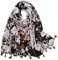 KAVINGKALY Boho Schal für Damen Leichter Blumendruck Schal Fashion Fransen Schals Wraps Schal