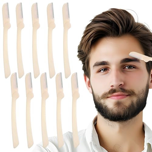 Andibro 10 Stück Augenbrauenrasierer Faltbarer, Augenbrauen Messer Gesichtshaarentferner und trimmer Mehrzweck Rasierer für Frauen und Damen(Weiß)