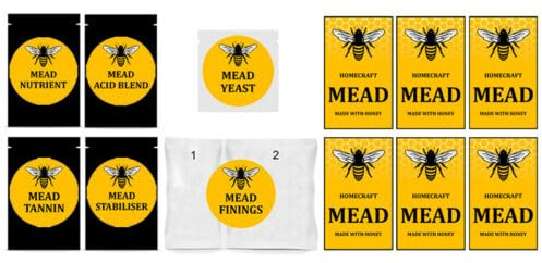 Homecraft Mead Making Fermentation Refill Pack- Makes 1 Gallon - 4.5 litres. Includes Yeast, Nutrient, Tannin, stabiliser, finings and Bottle Labels