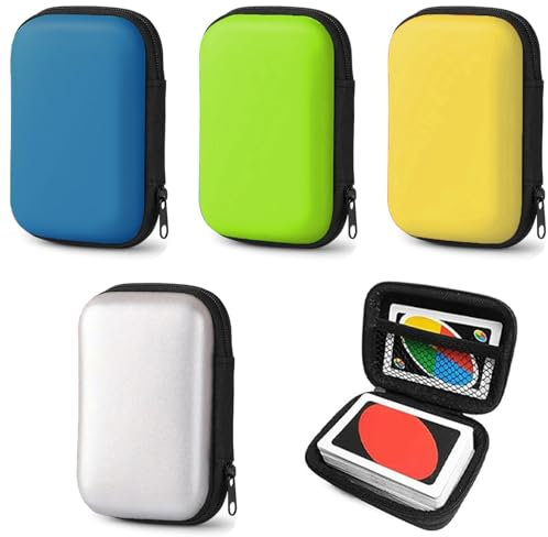 Custodia per Uno, 4 Pezzi Carte da Gioco per Giochi da Viaggio, Scatole per Carte da Gioco, Scatola Porta Carte da Gioco,per Una Varietà di Carte,Carte da Gioco(Giallo,Verde,Argento,Blu scuro)