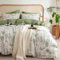 Freyamy Blumen Bettwäsche 135x200cm 2teilig Weiß Grün Floral Blätter Pflanzen Bettwäsche Blumenmuster Mädchen Bettwaren-Sets 100% Microfaser Bettbezug mit Reißverschluss und Kissenbezug 80x80cm