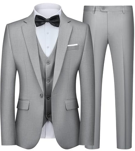 Autsel Costume Homme 3 Pièces Slim Fit Un Bouton Veste Gilet Pantalon | Mariage, Men Suits, Formel, Blazer, Veste de Smoking, Business, Tuxedo, Dress Set, Clothing