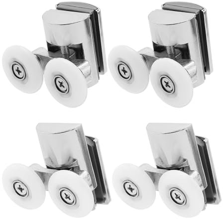 Lot de 4 roulettes jumelées pour porte de douche en alliage de zinc - Pour salle de bain - 2 en haut, 2 en bas