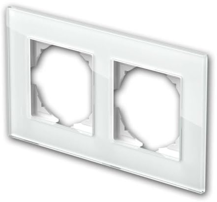 LOGIQ Glasrahmen PRIME, 2-fach, 163x92x10mm, für Lichtschalter oder Steckdose, Farbe weiß, Abdeck-Rahmen für Längs- und Quermontage