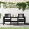 Fasba Gartenbank, 2-Sitzer Bank mit Tisch Ablage, Sitzbank Parkbank mit Latten-Design, Holzbank Gartensessel Gartenmöbel, Schwarz Massivholz Kiefer