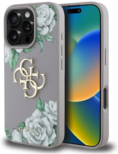 CG MOBILE Guess Grained Roses Big 4G-Logo für iPhone 16 Pro Max (Lila)