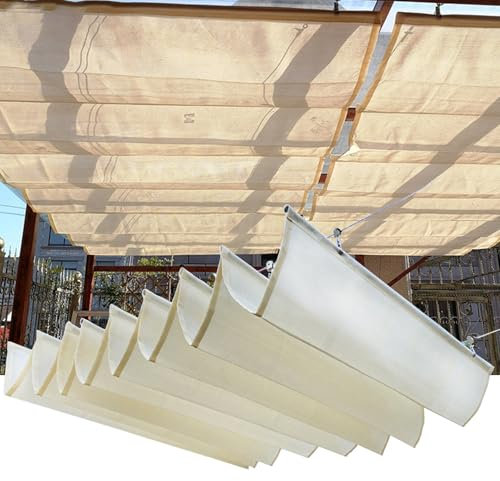 EFGETD Sonnensegel Einziehbar Welle Wasserdicht, Sonnenschutz Balkon Schiebe Sonnensegel UV Schutz und Regenfest für Outdoor, Garten, Terrasse, Pergola, Veranda(White1,2.5x4m)